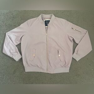 Light Pink Zip-Up Bomber Jacket